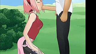 i love how sakura haruno deepthroats in naruto, it's so hot