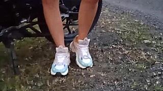 latina teen flashes tits in public