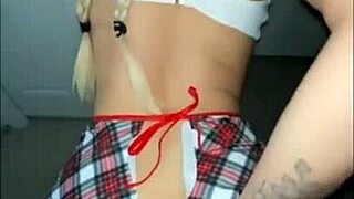 beautiful blonde girl in costume gets fucked doggystyle and cumshot