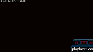 Big breasted euro babe undresses, exposing shaved pussy and tits