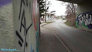 I Fucked Blonde Brit Babe's Shaved Pussy Outdoors in POV