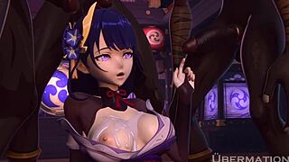 Anime video clip with 3d characters and creampie.