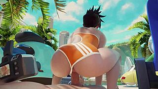 overwatch tracer rides cock at the beach