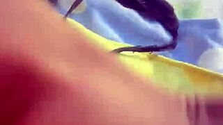 feeling the pleasure as the hot prostitute gets fingered outdoors in public