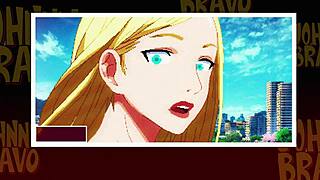 Johnny Bravo's Monster Cock Sucked Outdoors