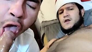 Overwhelmed by desire, they sneak to the room for passionate gay sex with a hunk