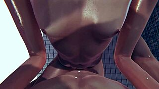 Skinny Girl Fucks In The Shower