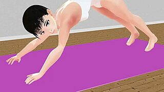 leo! watch this anime girl stretch in yoga!