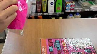 asian ladyboy flaunts new thong in store