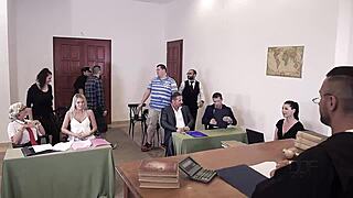 Judge orders curvy blonde for double penetration