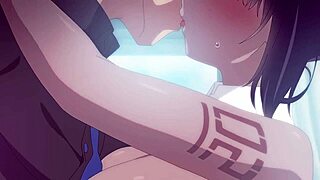 animación chica de enormes tetas follando