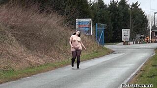 Fat Amateur Emma Flashes Nude Outdoors in Wild Public Display