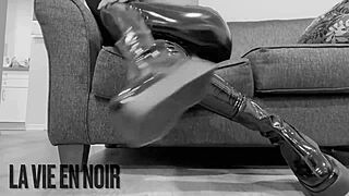 hey, check out these fetish boots, latex gloves, and shiny leggings!