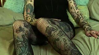 jerk off encouragement with tattooed girl in glasses talking dirty