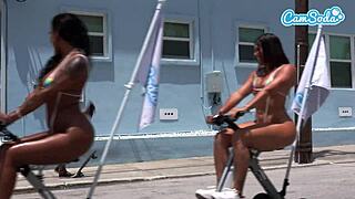 Big Booty Latinas Riding Trikes on Public Beach?