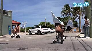 Big Booty Latinas Riding Trikes on Public Beach?