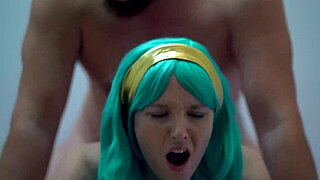 blue eyed girl getting creamed