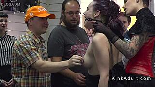 spanish slave bound in public domination