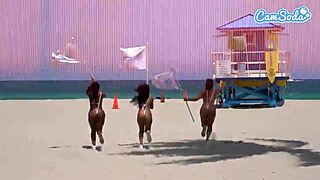 Big Booty Latinas Riding Trikes on Public Beach?