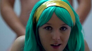 blue eyed girl getting creamed