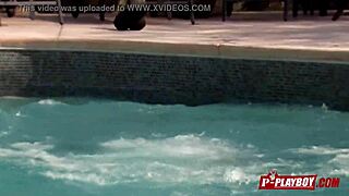 joe and kristen take a dip in the pool as they foreplay with other couples