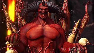 Devil bangs hot girl in hell's fiery pit