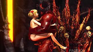 Devil bangs hot girl in hell's fiery pit