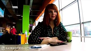 Katrin Porto flashes big tits and hairy pussy in mall 😍