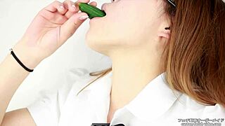 japanese women eating cucumber with fetish sounds