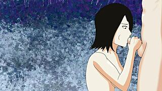 Mikasa sucked and got fucked in the cave.