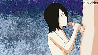 Mikasa sucked and got fucked in the cave.