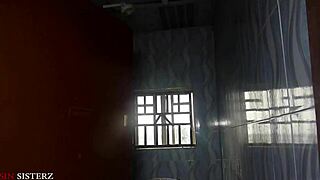 old comedy man in bathroom with wife while husband sleeps