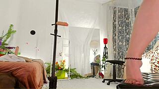 look at that curvy milf oiling her big ass and tits on voyeur cam