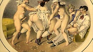 Amazing vintage drawings on display