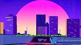 Riley Reid in cartoon hentai animation giving a blowjob.