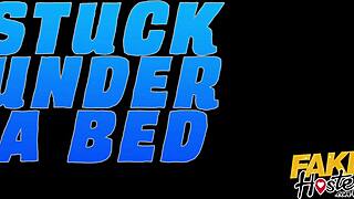fake hostel girl stuck under bed