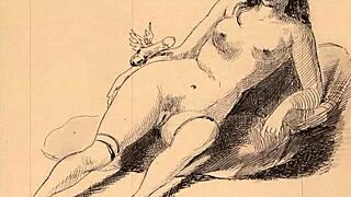 Amazing vintage drawings on display