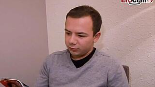 this german student teen tries sex casting with a stranger and bangs him hard