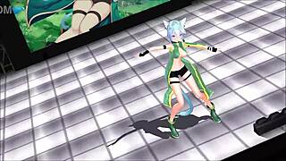 sinon from sword art online showing off her big tits