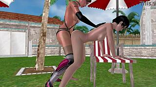 Animated 3d lesbian scene where a cute girl fucks another from behind! 😍