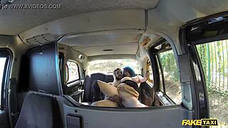 Horny couple bangs hard in fake taxi