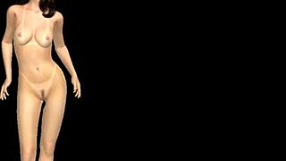 In this 3d cartoon, a beautiful girl strikes sexy poses in various positions