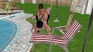 Animated 3d lesbian scene where a cute girl fucks another from behind! 😍