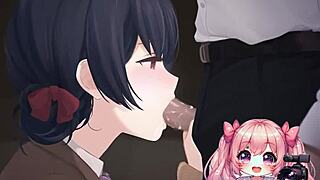 Anime Worships Cock and Eats Cum
