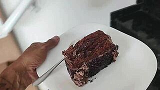 wife asked for condensed milk but got cum on cake to eat with it