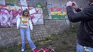 punk teen blonde tries outdoor sex with stranger! 😲