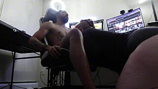 White girl gives sloppy blowjob to black dick, spits, sucks, and swallows cumshot