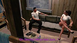 Jack and Emma get spanked in a paradise hentai scene