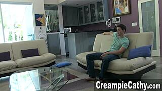 A young guy and the maid have an intimate moment