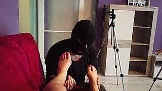 milf worships nylon stockings feet and bare feet in intense session with exclamations of pleasure!